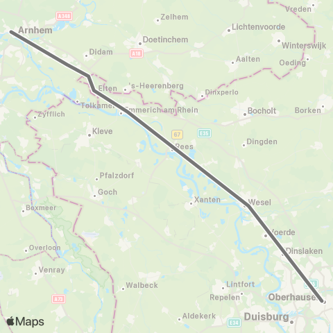RMVR Oberhausen Hbf - Wesel Bf map