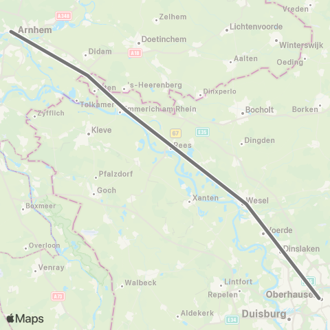 RMVR Arnhem Centraal - Oberhausen Hbf map