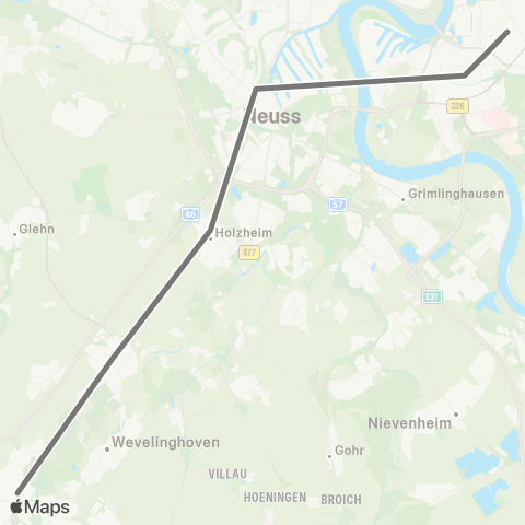 RMVR Neuss Holzheim Bf - Grevenbroich Bf map