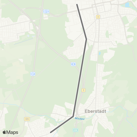 RMVR Pfungstadt Bf - Darmstadt Hbf map