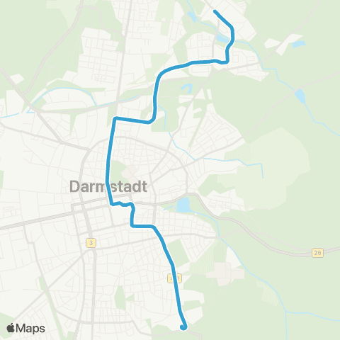 RMV Böllenfalltor - Darmstadt-Kranichstein Bf map