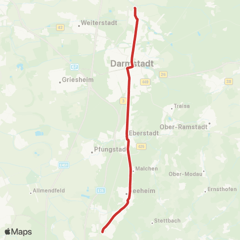 RMV Am Hinkelstein (Alsbach-Hähnlein-Alsbach) - Dreieichweg (Darmstadt-Arheilgen) map