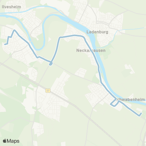 Rhein-Neckar-Verkehr GmbH Edingen Bf - Neckarhausen - MA Seckenheim OEG-Bf map