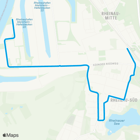 Rhein-Neckar-Verkehr GmbH MA Rheinau Bahnhof - Am Rheinauer See - MA Rheinauhafen map