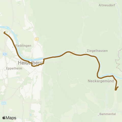 Rhein-Neckar-Verkehr GmbH HD Wieblingen - Bismarckplatz - Schlierbach - Neckargemünd map