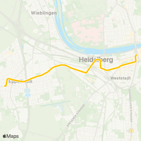 Rhein-Neckar-Verkehr GmbH Eppelheim, Kirchheimer Straße - Heidelberg, Bismarckplatz map