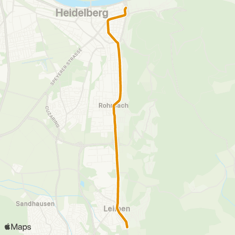 Rhein-Neckar-Verkehr GmbH HD Handschuhsheim - HD Bismarckplatz - HD Rohrbach - Leimen map