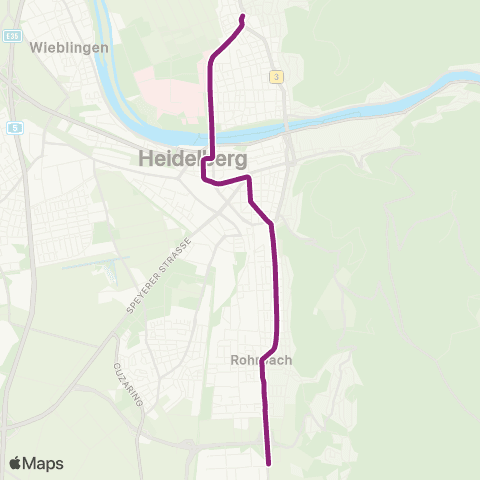 Rhein-Neckar-Verkehr GmbH Rohrbach Süd - HD Hbf - Technologiepark - HD Handschuhsheim - Dossenheim - Schriesheim map