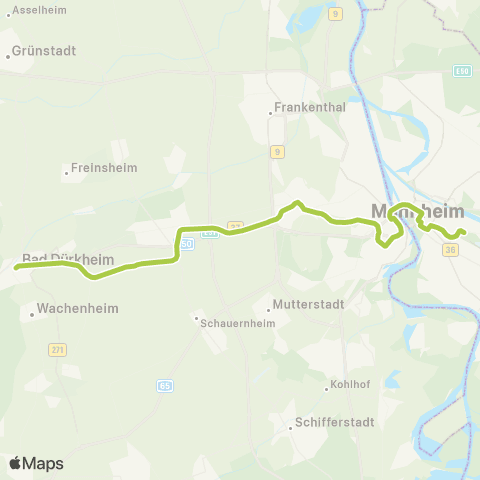 Rhein-Neckar-Verkehr GmbH (RNV-Express Heidelberg – Edingen – Mannheim - ) MA Neuostheim – MA Hauptbahnhof – Ludwigshafen – Bad Dürkheim map