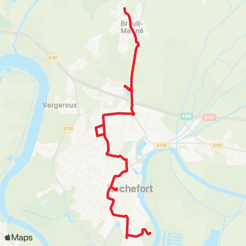 R'bus Rochefort Parc de Fourriers / Rochefort Hôp. / Breuil-Magné La Croix map