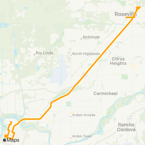 Roseville Transit 1 map