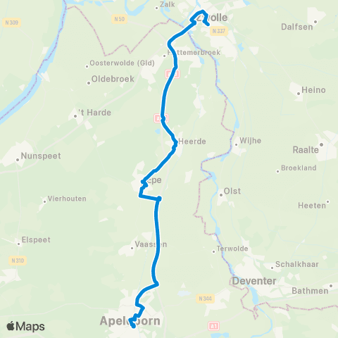 RRReis Apeldoorn via Epe en Heerde - Zwolle map