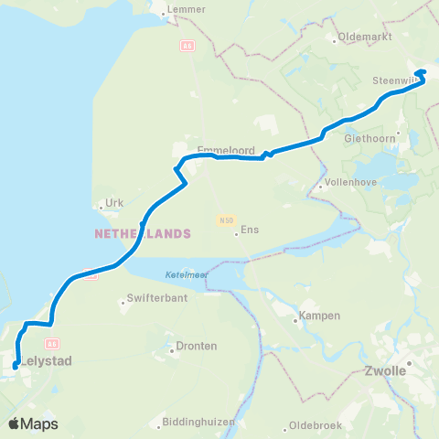 RRReis Steenwijk - Lelystad map