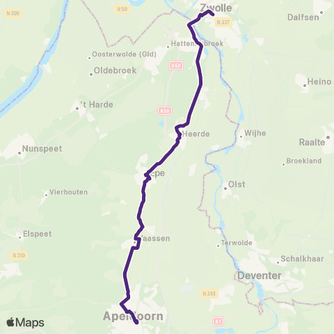 RRReis Apeldoorn - Zwolle map