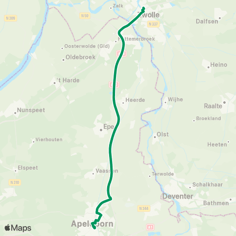RRReis Apeldoorn - Zwolle Deltion Campus map