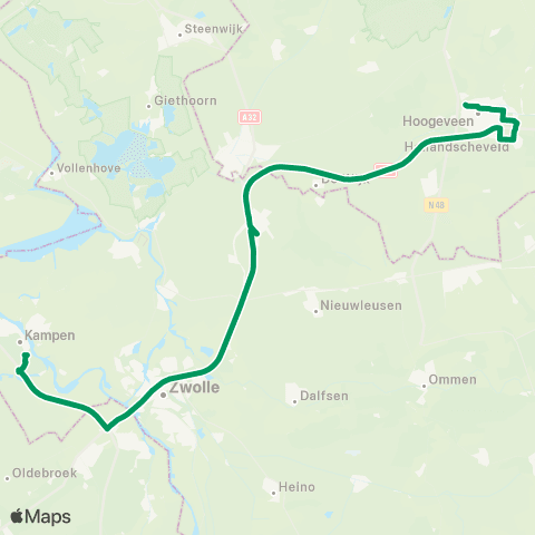 RRReis Hoogeveen - Kampen Pieter Zandt map