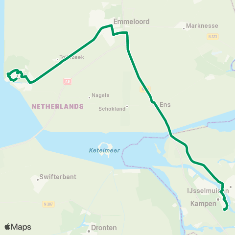 RRReis Urk - Kampen Pieter Zandt map