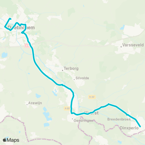 RRReis Dinxperlo via Ulft - Doetinchem map
