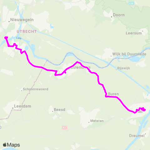 RRReis Tiel via Culemborg - Vianen map