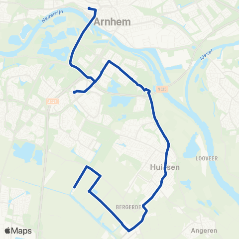 RRReis Arnhem CS - Huissen Bergerden map