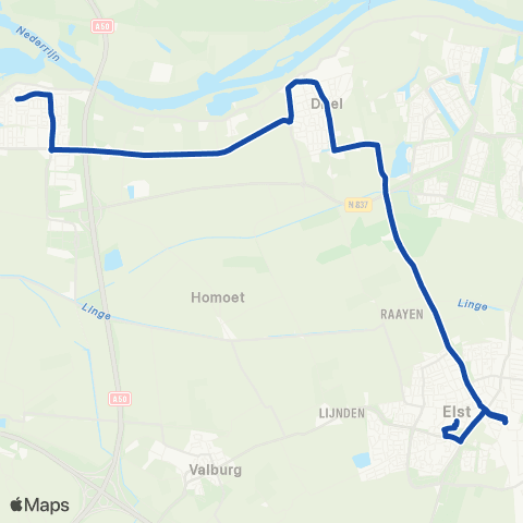 RRReis Heteren - Elst map