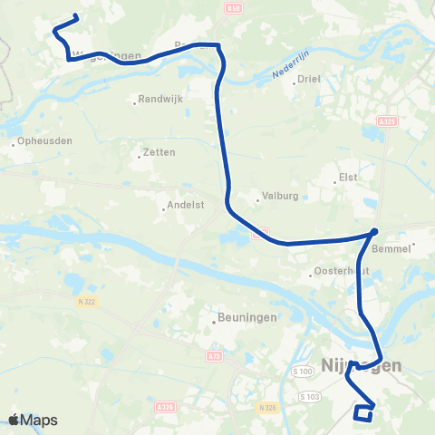 RRReis Wageningen Campus - Nijmegen CS - Heijendaal map