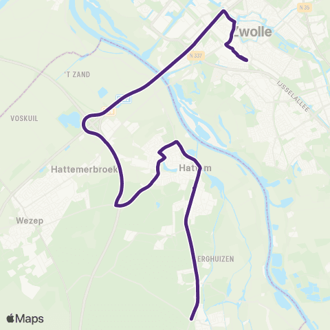 RRReis Wapenveld - Zwolle map