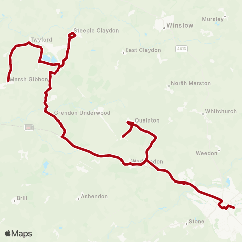 Red Rose Travel Aylesbury Bus Station - The Fountain Ph map