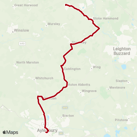 Red Rose Travel Aylesbury Bus Station - Crooked Billet map