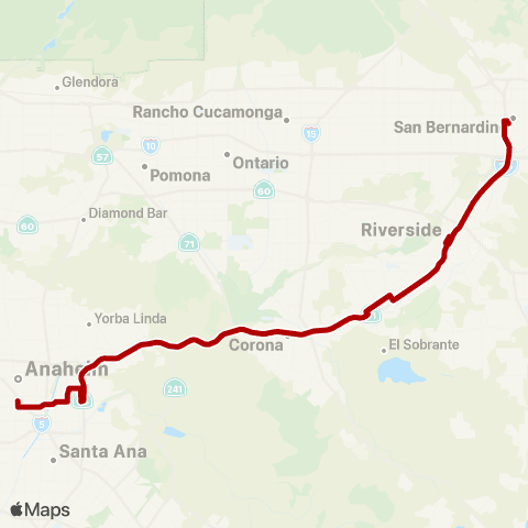 Riverside Transit Agency San Bernardino - Riverside - Anaheim / Disneyland  Exp map