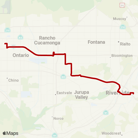 Riverside Transit Agency Riverside-Montclair Express map