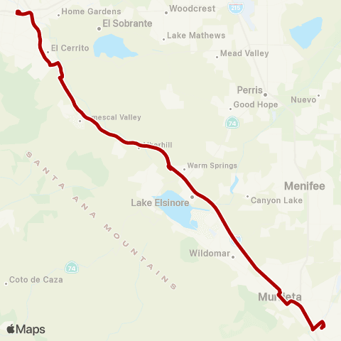 Riverside Transit Agency Temecula-Corona Express map