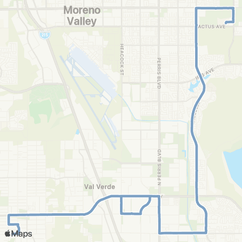 Riverside Transit Agency Mead Valley - Moreno Valley / RUMC map