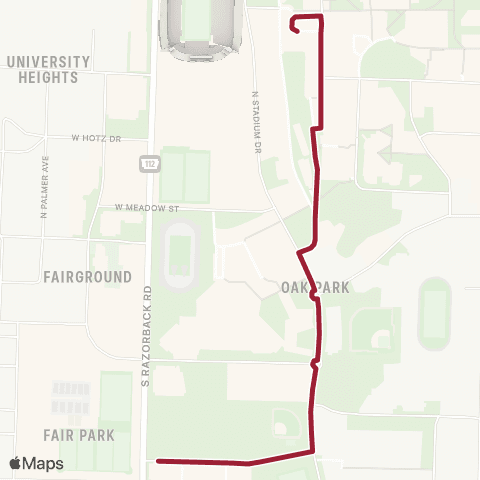Razorback Transit Route 11 Peak map