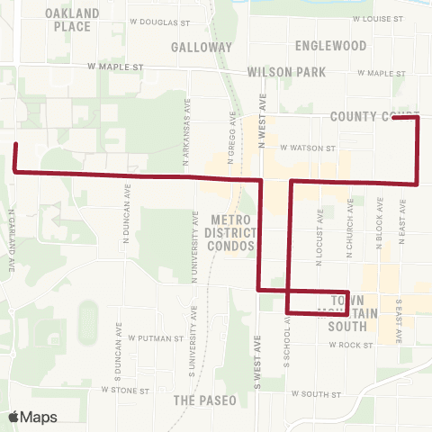 Razorback Transit Route 17 Peak map