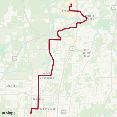 Razorback Transit Route 26 Non Peak map
