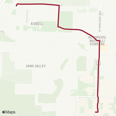 Razorback Transit Route 33 Non Peak map