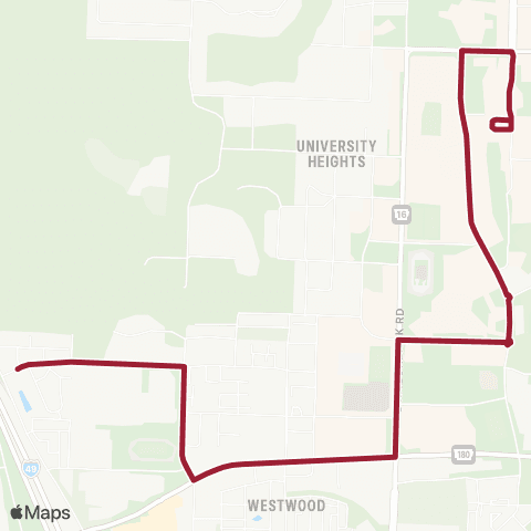 Razorback Transit Route 46 Peak map