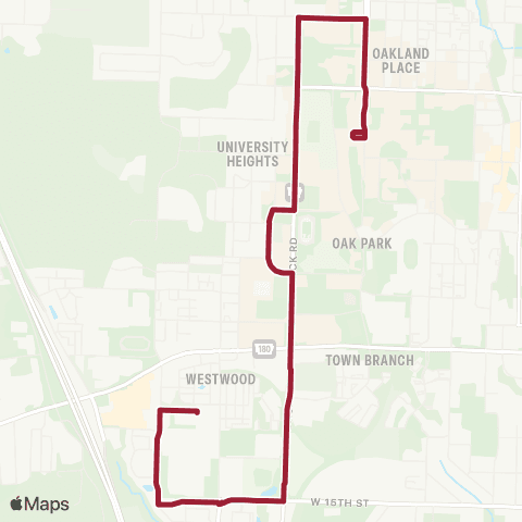 Razorback Transit Route 48 Non Peak map