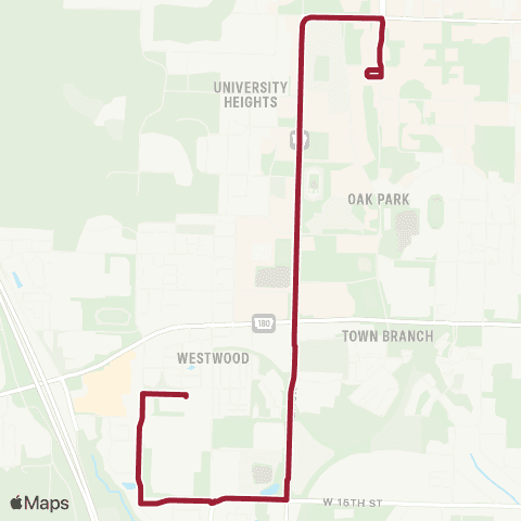 Razorback Transit Route 500 Express map