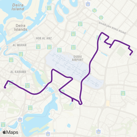 RTA Al Qusais Bus Sta - Al Satwa Bus Sta map