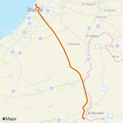 RTA Al Ghubaiba Bus Sta - Al Ain Bus Sta map