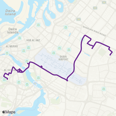 RTA Al Karama Bus Sta - Al Qusais Bus Sta map