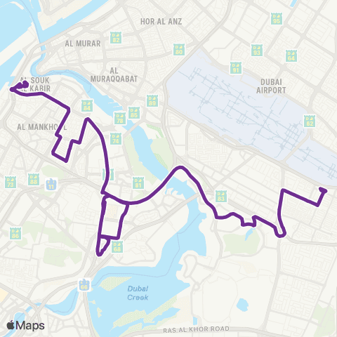 RTA Al Ghubaiba Bus Sta - Al Rashidiya Bus Sta map