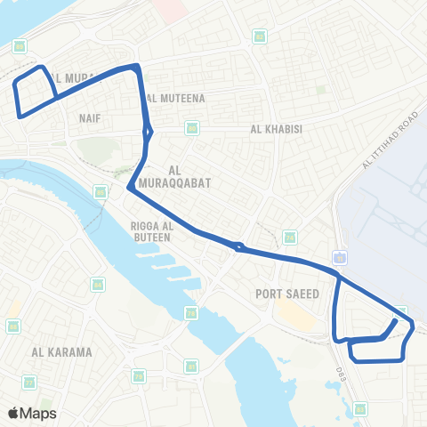 RTA Al Garhoud MS - Sabkha, Turnoff map