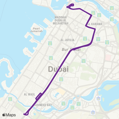 RTA Al Ghubaiba Bus Sta - Business Bay MS map