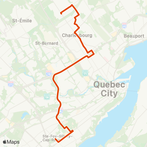 RTC Ste-Foy Ctre via Univ. Laval - Orsainville map