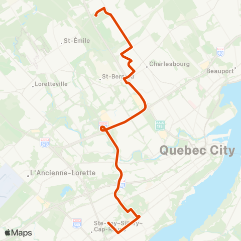RTC Ste-Foy Ctre via Univ. Laval - Terminus de la Faune map