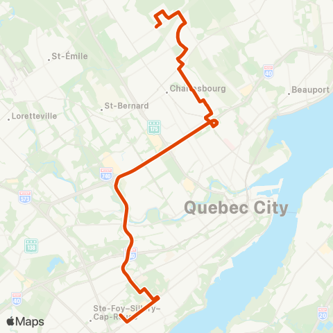 RTC Ste-Foy Ctre via Univ. Laval - Bourg-Royal map