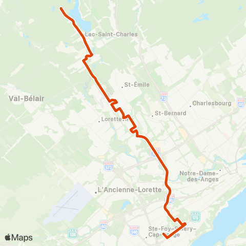 RTC Ste-Foy Ctre via Univ. Laval - Lac-St-Charles map